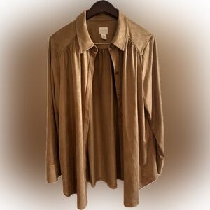 Chico’s — faux suede jacket — brown